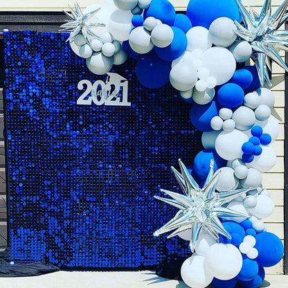 Royal Blue Sequin Shimmer Backdrop Wall Panels For Birthday Wedding Party Event Decoration