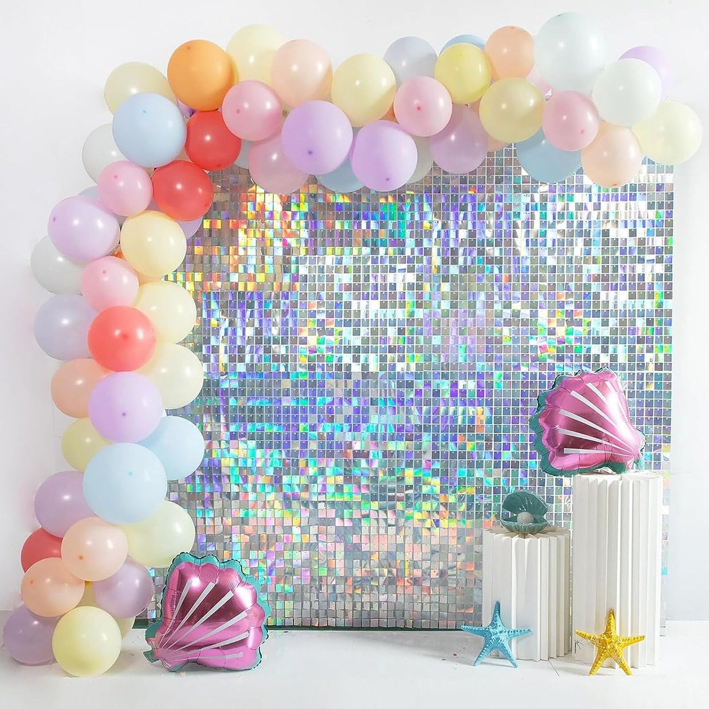 Fancy Sliver Sequin Shimmer Backdrop Wall Panels For Birthday Wedding Party Event Decoration