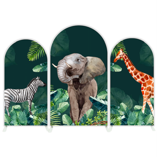 Safari Jungle Wild Happy Birthday Party Arch Backdrop Wall Cloth Cover