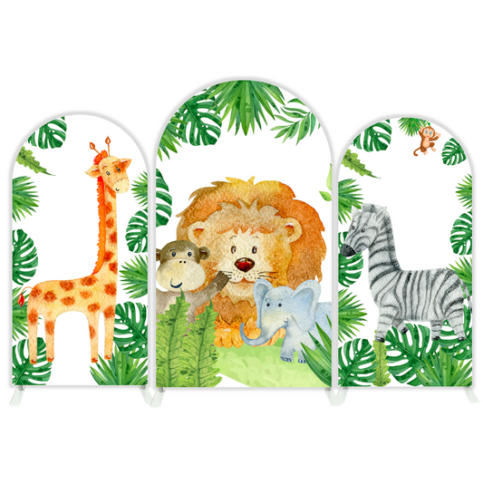Safari Wild Jungle Birthday Baby Shower Party Arch Backdrop Wall Cloth Cover