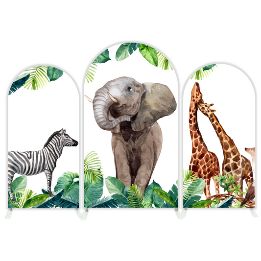 Safari Jungle Wild Baby Shower Birthday Party Arch Backdrop Wall Cloth Cover