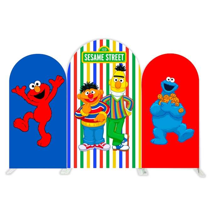 Sesame Street Happy Birthday Party Arch Backdrop Wall Cloth Cover