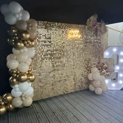 Light Gold Shimmer Sequin Backdrop Wall Panels For Birthday Wedding Baby Shower Bridal