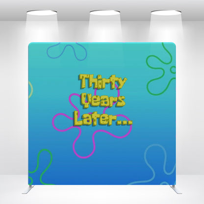 SpongeBob Theme  Thirty Years Later Birthday Party Backdrop Wall Cover With Stand