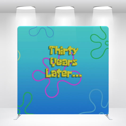 SpongeBob Theme  Thirty Years Later Birthday Party Backdrop Wall Cover With Stand