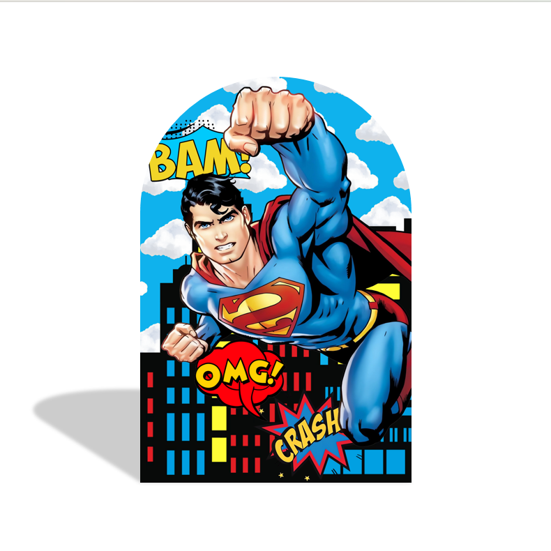 Super hero birthday party decoration arch backdrop cover plinth cylinder pedestal cover