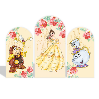 The Beauty And Beast Theme Birthday Party Arch Backdrop Wall Cloth Cover