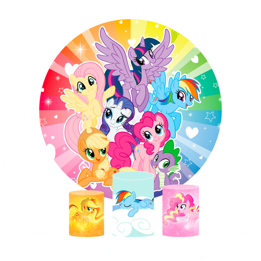 The little pony birthday party decoration round circle backdrop cover plinth cylinder pedestal cloth cover