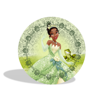 Tiana princess birthday party decoration round circle backdrop cover plinth cylinder pedestal cover