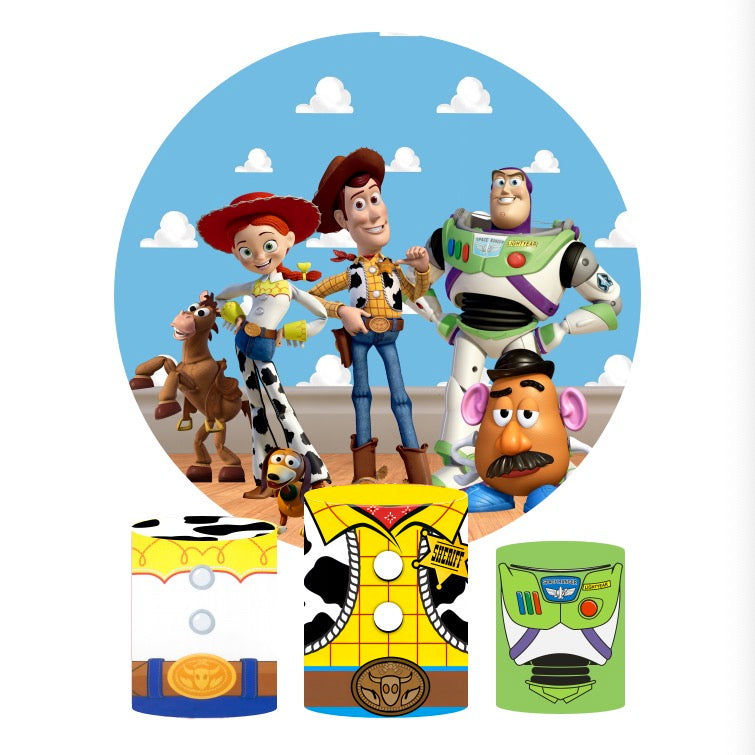 Toy Story theme birthday party decoration round circle backdrop cover plinth cylinder pedestal cover