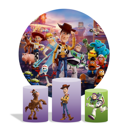 Toy Story theme birthday party decoration round circle backdrop cover plinth cylinder pedestal cover
