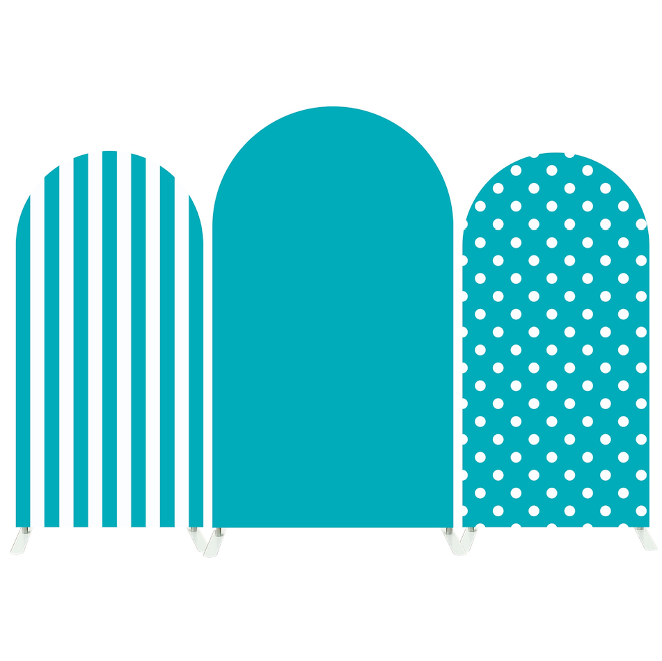 Turquoise Polka Dot Stripe Birthday Baby Shower Party Arch Backdrop Wall Cloth Cover