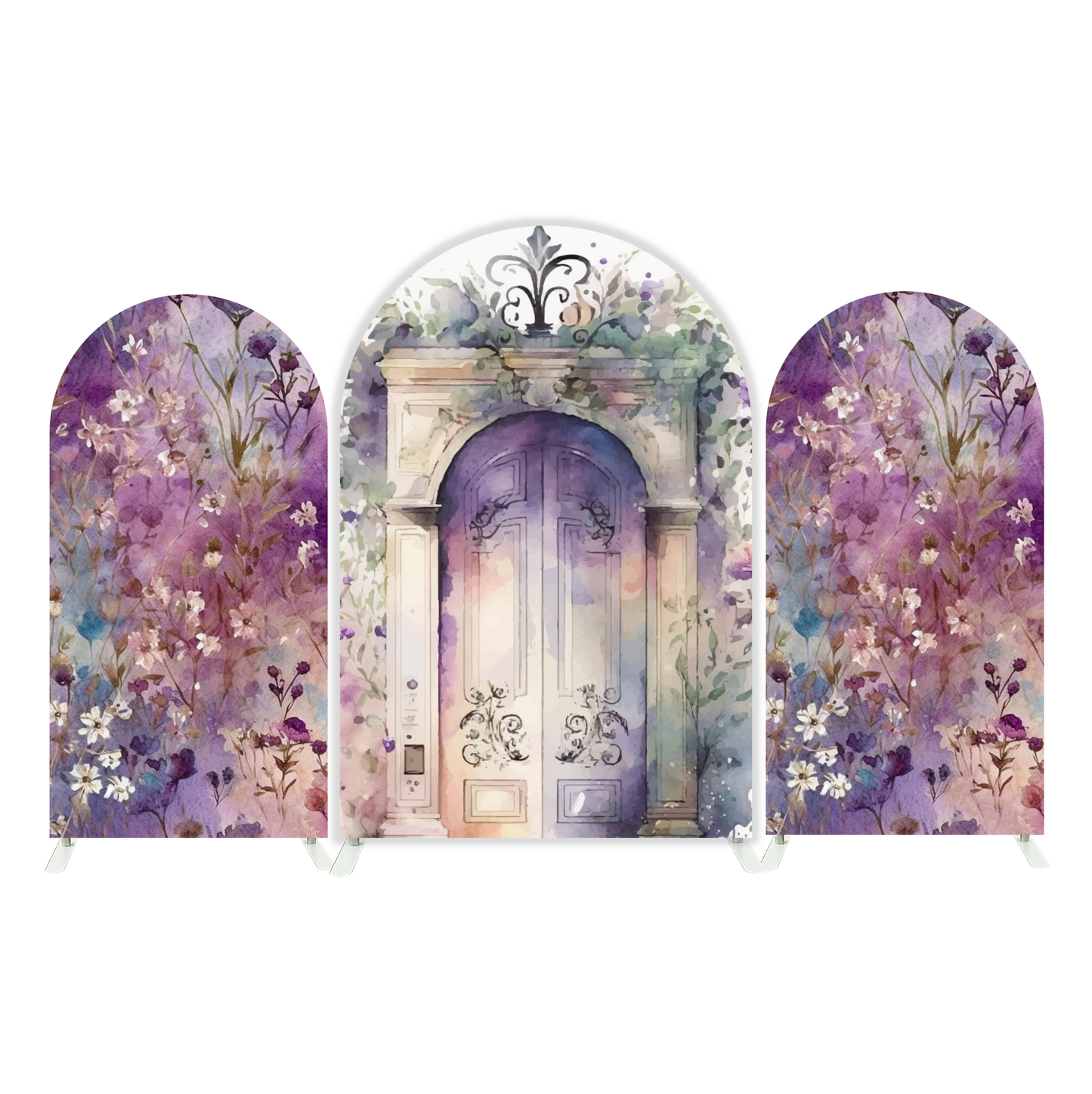 Watercolor Purple Flower Door Gate Birthday Party Arch Backdrop Wall Cloth Cover