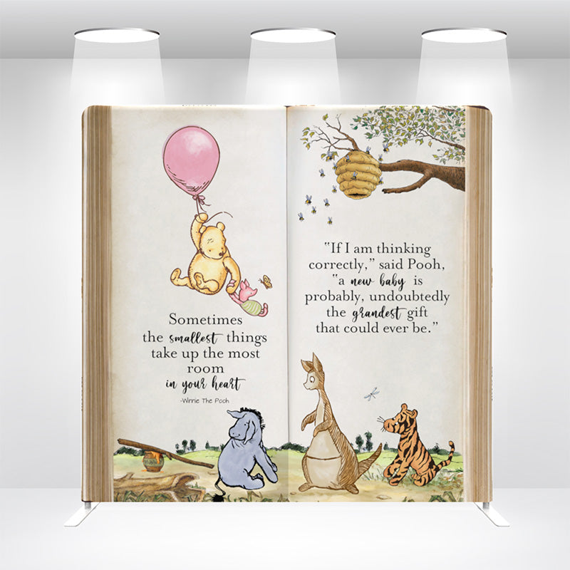 Winnie The Pooh  Pillow Case Photo Booth Straight Backdrop Wall Cover With Stand For Birthday Party Photography Photo Shoot Studio Props