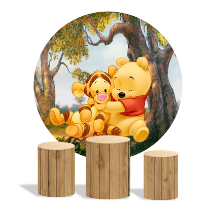 Winnie the poor birthday party decoration round circle backdrop cover plinth cylinder pedestal cover