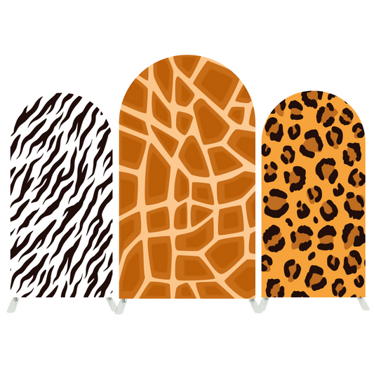 Jungle Safari Animal Zebra Leopard Cheetah Giraffe Skin Arch Backdrop Wall Cloth Cover For Baby Shower Happy Birthday Party