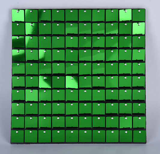 Square green sequin shimmer wall