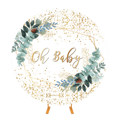Oh Baby Party Round Backdrop Cover For Baby Shower