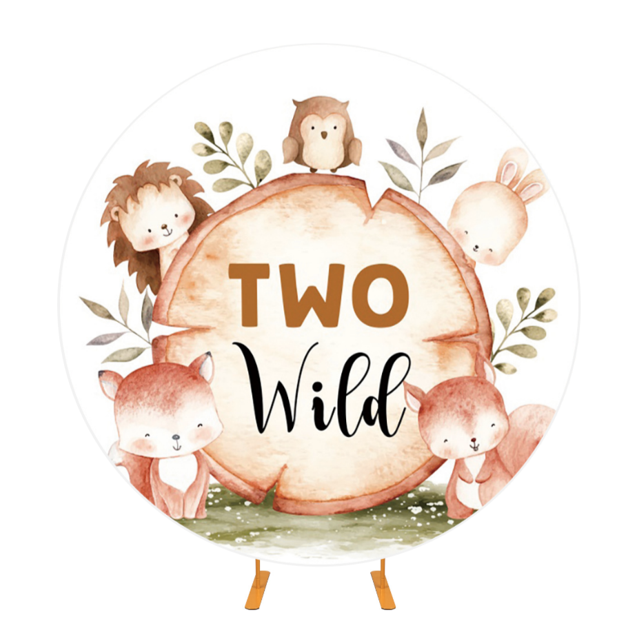 Forest Animal Two Wild Party Round Backdrop
