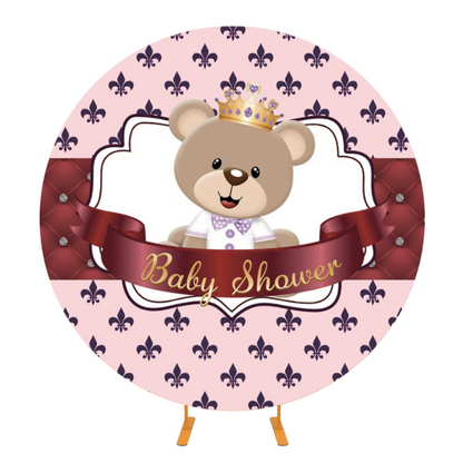Teddy Bear Baby Shower Round Backdrop Cover
