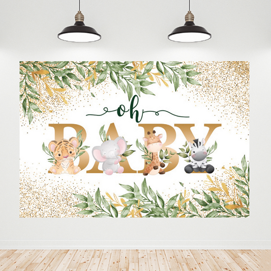 Safari Theme Oh Baby Shower Party Decoration Backdrop Banner