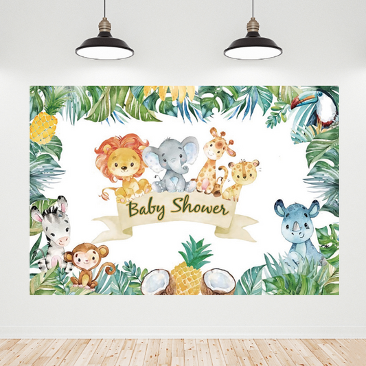 Safari Animal Baby Shower Party Decoration Backdrop Banner