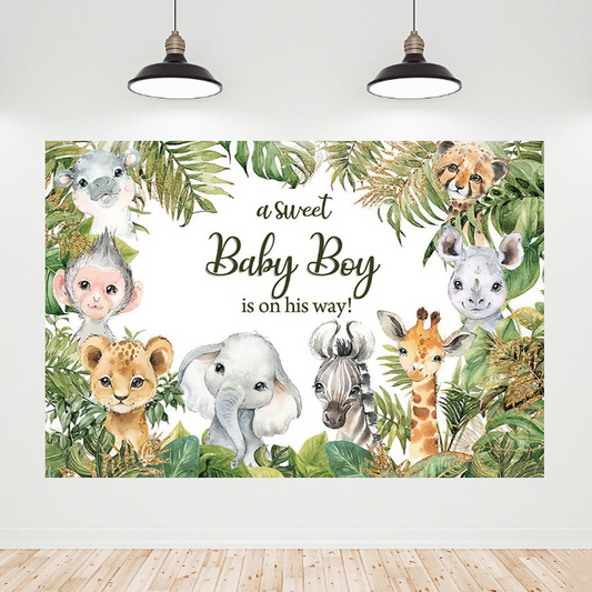 A Sweet Baby Boy Is On His Way Baby Shower Party Decoration Backdrop Banner