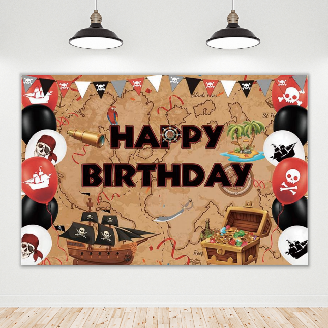 Nautical Maps Pirate Theme Party Decoration Backdrop Banner