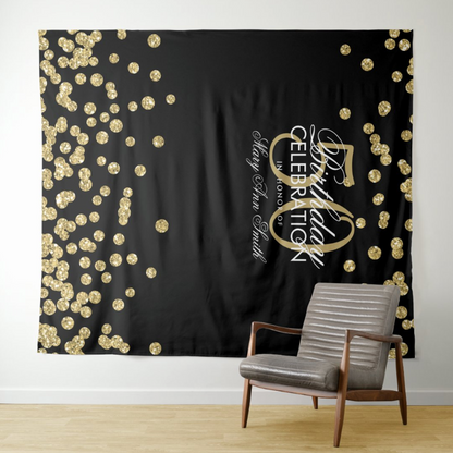 Glitter Gold 50th Adult Birthday Party Decoration Fabric Backdrop