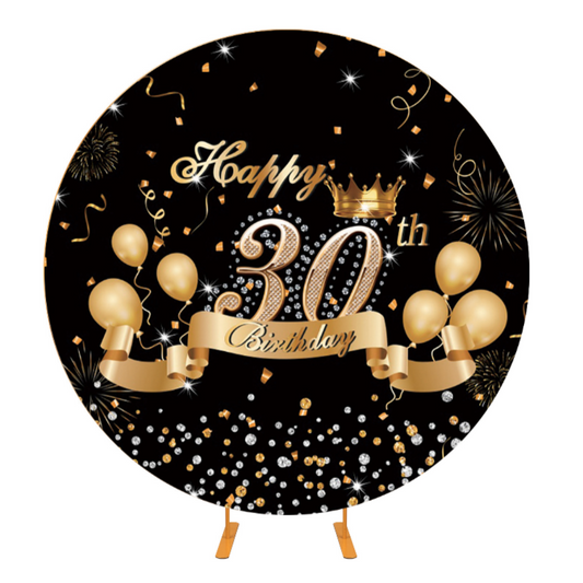 Black Gold 30th Birthday Round Cover