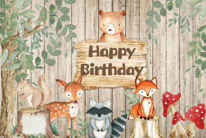 Forest Animal Happy Birthday Party Decoration Backdrop Banner