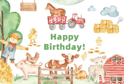 Animal Farm House Happy Birthday Backdrop Banner