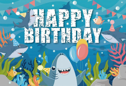 Baby Shark Theme Birthday Party Backdrop Banner