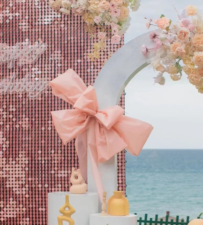 Wedding Bridal Birthday Decoration Pink Sequin Panel Shimmer Backdrop Wall