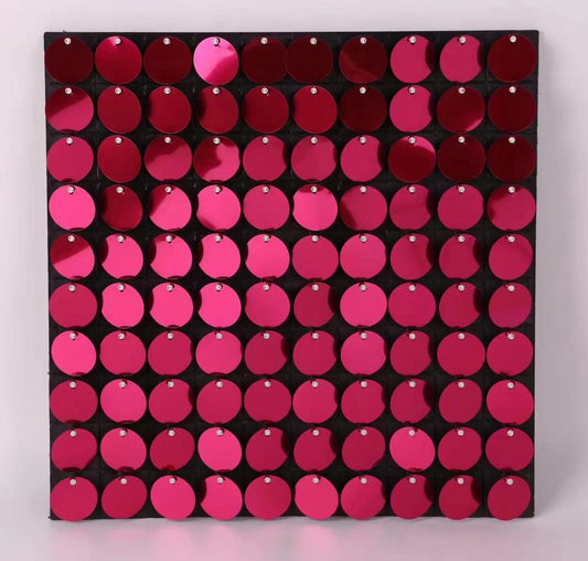 Round Rose Red Sequin Shimmer Wall