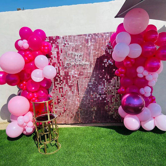 Rose Red Party Event Decoration Sequin Shimmer Backdrop Wall